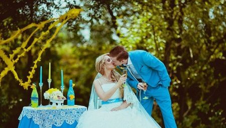 Gaun pengantin biru - untuk penampilan yang luar biasa