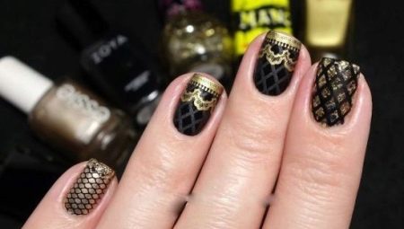 Zwarte manicure met goud: stijlvolle ideeën en techniekopties
