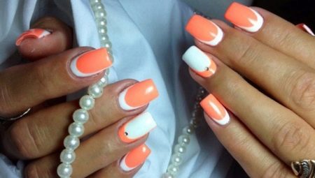 Mga ideya sa disenyo ng orange na manicure