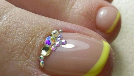 Beautiful French pedicure with rhinestones