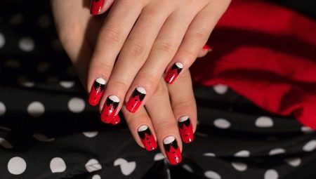 Crvena i crna manikura - utjelovljenje svjetline i elegancije