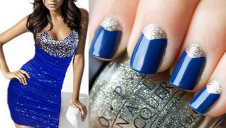Manicure sotto un vestito blu: caratteristiche di scelta e idee di design