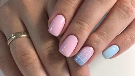Roze en blauwe manicure: kenmerken en originele ideeën