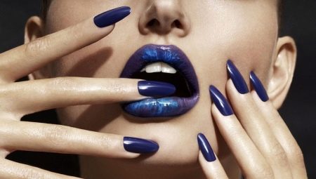 Manicure biru: spesifikasi reka bentuk dan idea fesyen