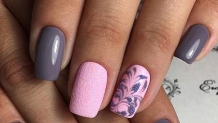 Szaro-różowe opcje projektowania manicure
