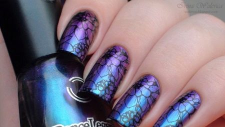 Bright and stylish manicure design ideas with chameleon varnish