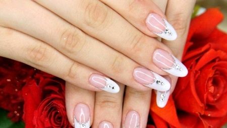 French manicure with rhinestones: design ideas and color combinations