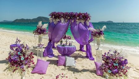 Intressanta idéer för att dekorera ett bröllop i lila färg