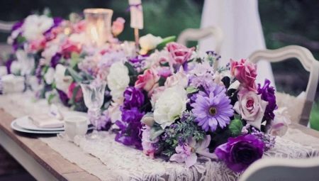 Mor tonlarda düğün: kutlamanın tasarımı için rengin anlamı ve öneriler