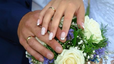 Wedding manicure na may gel polish
