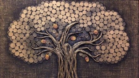 Lukisan pohon uang do-it-yourself dari koin