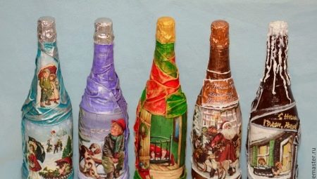 DIY fľaše na decoupage na Nový rok