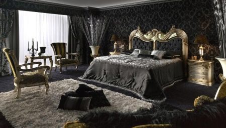 Črna spalnica: izbira slušalk, ozadij in zaves