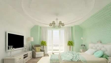 Características de la decoración del dormitorio en colores menta.