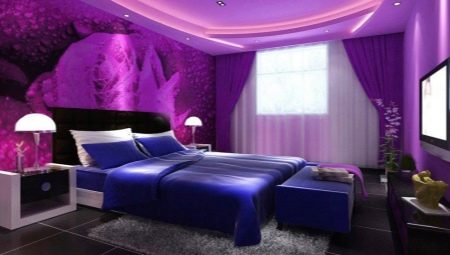 Violetinių tonų miegamojo dekoravimo subtilybės