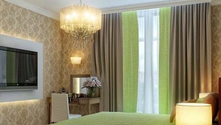 Optionen für die Kombination von Vorhängen und Tapeten im Schlafzimmer