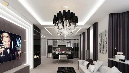 Černobílé obývací pokoje: funkce, styly, nápady