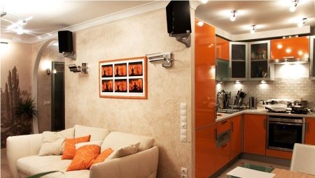 Thiết kế nội thất phòng khách-bếp ở Khrushchev