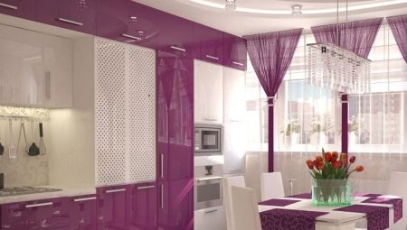 Dapur ungu: kombinasi warna dan contoh dalaman