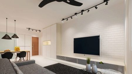 Dinding bata di interior ruang tamu: pilihan desain dan contoh indah