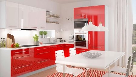 Sarkanā un baltā virtuve: funkcijas un dizaina iespējas
