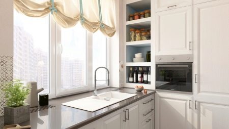 Кухиње са умиваоником поред прозора: предности, мане и дизајн