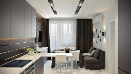 Pequena cozinha-sala de estar: opções de zoneamento e exemplos de design de interiores