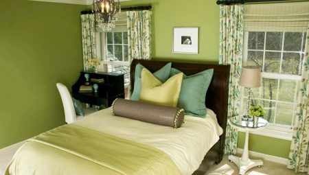 Caratteristiche della decorazione interna della camera da letto in color pistacchio