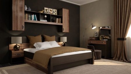 Koyu mobilyalı yatak odası: özellikler ve tasarım seçenekleri