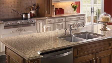 Countertop batu untuk dapur: jenis dan cadangan untuk dipilih