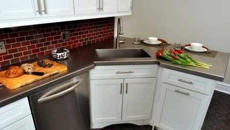 Armario de esquina debajo del fregadero para la cocina: tipos y selección.