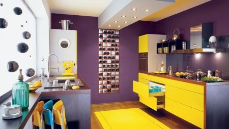Dapur kuning: pilihan set kepala, reka bentuk dan kombinasi warna