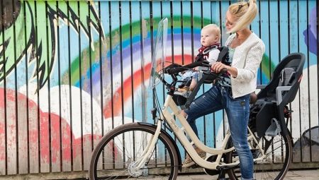 Asientos de bicicleta para niños en el cuadro.