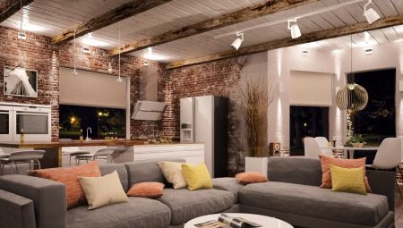 Design de interiores de sala de estar em estilo loft