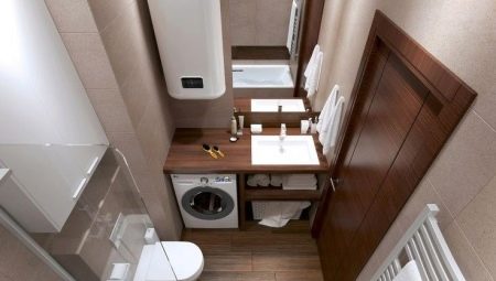 Tuvalet ve çamaşır makinesi ile banyo tasarımı