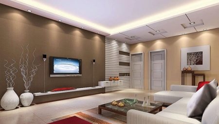 Duplex plasterboard ceilings for the living room