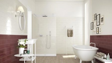 Kiiltävät kylpyhuonelaatat: lajikkeet, suunnitteluvaihtoehdot ja valintavinkit