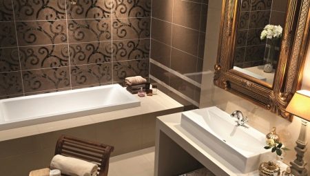 Smeđe kupaonske pločice: značajke i mogućnosti dizajna