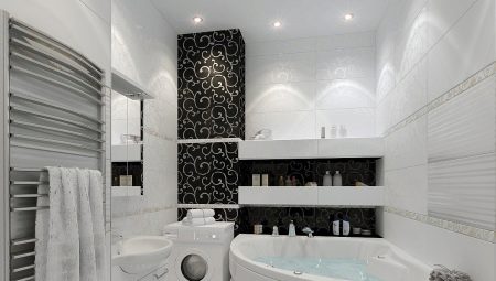 Melnbalta vannas istaba: dizaina iespējas