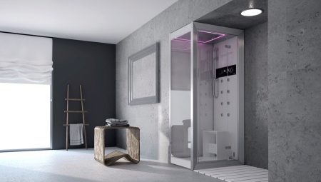 Cabines de dutxa amb seient: característiques, varietats, regles de selecció