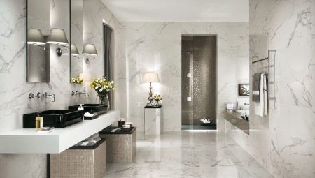 Porcelain stoneware for the bathroom: features, selection and application