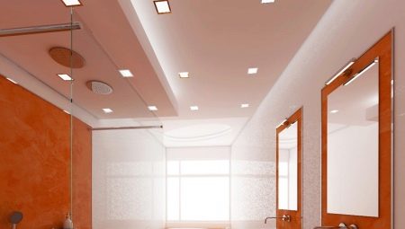 Gipszkarton mennyezet a fürdőszobában: előnyei és hátrányai, tervezési példák