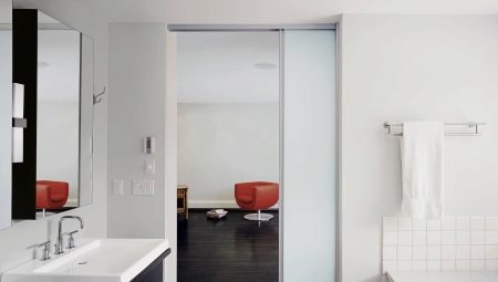 Pintu geser ke kamar mandi: varietas, rekomendasi untuk memilih