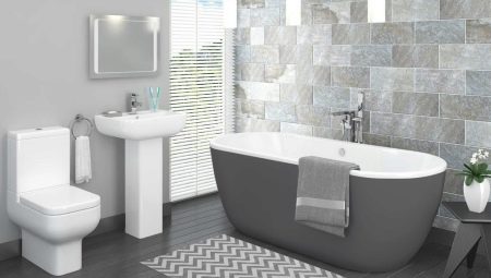 Siva kupaonica: odabir boje i stila, postavljanje naglasaka
