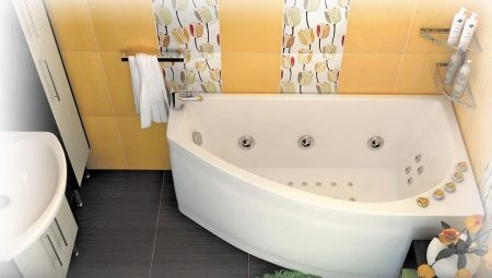 Hjørnebadekar i et lille badeværelse
