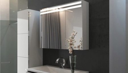 Kúpeľňová zrkadlová skrinka s osvetlením: typy, odporúčania pre výber