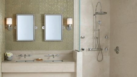 Douche zonder douche in de badkamer: kenmerken en ontwerpopties