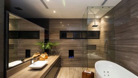 Design koupelny připomínající dřevo