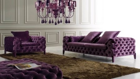 Violetie dīvāni: veidi un izvēles iespējas interjerā