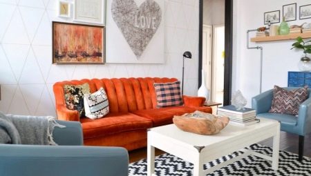 Orange sofas in the interior